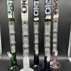 Water Pipe 25" 5mm Thick Bio Glass Straight Tube with Triple Palm Tree Perk & Ice Catcher