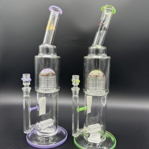 Water Pipe 16" 7mm Thick Straight Tube Bent Neck Stemless Killa Glass wirh Inline Diffused Perk & Slidded DomePerk