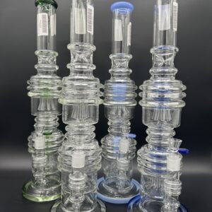 Water Pipe 21" Straight Tube Stemless with Double Octopus Perk & Ice Catcher
