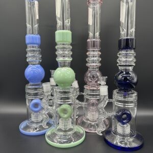 Water Pipe 19.5" 5mm Thick Straight Tube with Grid Perk & Ice Catcher