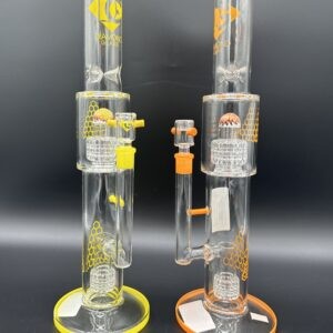 Water Pipe 16.5" 5mm Thick Dimond Glass Straight Tube Stemless with Double Grid Perk & Ice Catcher
