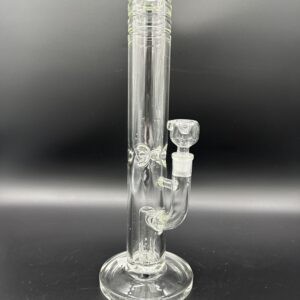 Water Pipe14.5" 5mm Thick Straight Tube Stemless with Slitted Perk & Ice Catcher Clear