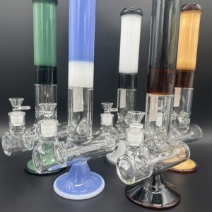 Water Pipe 16" 9mm Thick Straight Tube Stemless with Inline Diffused Perk