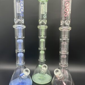WP 20.5" 5mm Thick Beaker Koos Glass Triple Palm Tree, Ice Catcher Mint Green $119.99