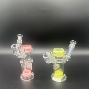 Water Pipe 7" 5mm Thick Side Car Banger Hanger Perk Tech Glass with Double Diffi Holes Rubber Bottom