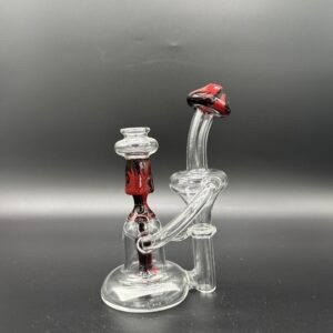 Water Pipe 7.5" 5mm Thick Banger Hanger Recycler with Showerhead Perk Red & Black