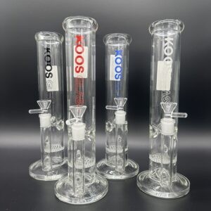 Water Pipre 12" 5mm Thick Koos Glass Straight Tube with Honeycomb Perk  & Ice Catcher