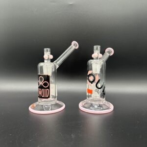 Water Pipe 7.5" 5mm Thick Bent Neck Banger Hanger Bubbler Liquid SCI Glass Showerhead Perk Clear