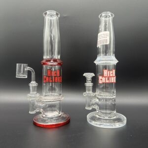 Water Pipe 10.5" 5mm Thick Straight Tube Stemless High Caliber with Waffle Perk