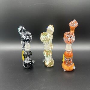 Bubbler Banger Hanger Bent Neck Wig Wag Diffused Stem with marble  White, Orange & green $64.89