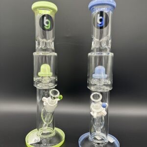 Water Pipe 15" 7mm Thick  Straight Tube Trilogy Glass with Halo Perk & Ice Catcher Blue