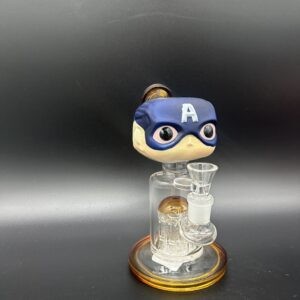 Water Pipe 18" 5mm Thick Banger Hanger with Palm Tree Perk Captin America
