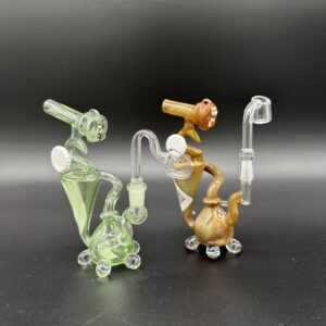 Water Pipe 6" 5mm Thick Bent Neck Recycler with Single Diffi Holes