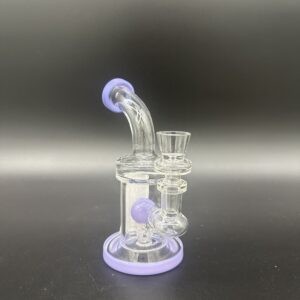 Water Pipe 6" 5mm Thick Bent Neck Banger Hanger with Spirle Perk Purple