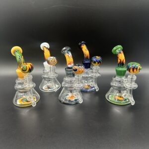 Water Pipe 7" 5mm Bent Neck Banger Hanger Wig Wag with Inline Perk