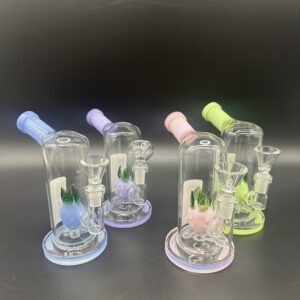 Water Pipe 6" 5mm Thick Bent Neck Banger Hanger with Pineapple Perk