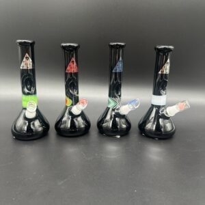 Water Pipe 6.5" 5mm Thick Beaker Nexus Glass with Double Diffi Holes Black
