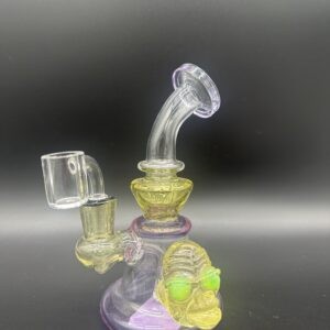 Water Pipe 6.5" 5mm Thick Banger Hanger UV Reactive Glass with marble & Double Diffi Holes