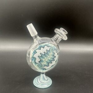 Water Pipe 5" 5mm Thick Beaker Banger Hanger Wig Wag with Double Diffi Holes White & Turquoise