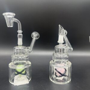 Water Pipe 6" 5mm Side Car Pure Glass with Double Diffi Holes