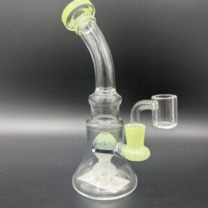 Water Pipe 8.5" 5mm Green Bear Thick Banger Hanger Pokemon Halo Perk Lime Green