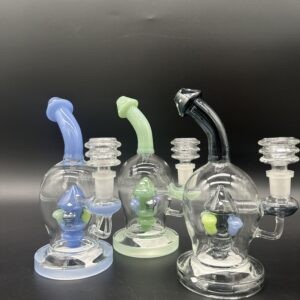 Water Pipe 7" 5mm Thick Bent Neck Banger Hanger with Mushroom Diffi Perk