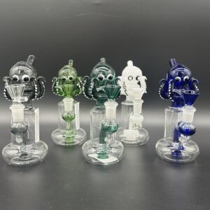 Water Pipe 7.5" 5mm Bent Neck Banger Hanger Octopus with Showerhead Perk