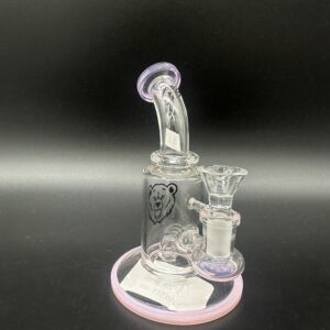 Water Pipe 6" 5mm Thick Straight Tube Banger Hanger Green Bear Glass Double Diffi Holes