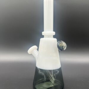 Water Pipe 9" 7mm Thick with 4 Diffi Holes Perk & Marble White & Gray