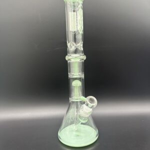 Water Pipe 18" Beaker Koos Glass 7mm Thick Double Palm Tree Perk  & Ice Catcher