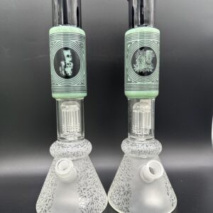 Water Pipe 16" Frosted White Black & Lime Green Beaker Palm Tree 3D Printing