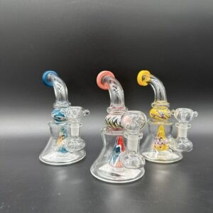 Water Pipe 6" 5mm Thick Bent Neck Banger Hanger Wig Wag Color with Showerhead Perk