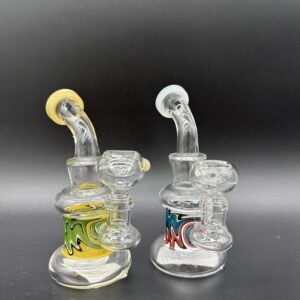 Water Pipe 6" 5mm Thick Banger Hanger Bent Neck Wig Wag with Double Diff Holes Perk