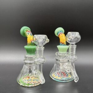 Water Pipe 5.5" 5mm Thick Banger Hanger Bent Neck Wig Wag with Double Diffi Holes Perk