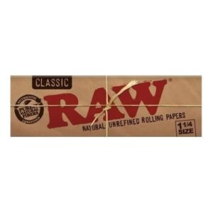 Raw Unrefined Classic 1.25 1 1/4 Size Cigarette Rolling Papers, 50 Count