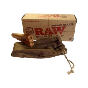 Raw Wooden Cigarette Holder Double Barrel Fits King Size