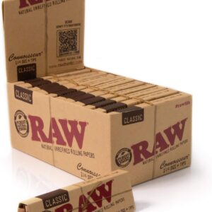 Raw Classic Connoisseur 1.25 1 1/4 Rolling Paper with Tips