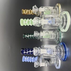 Water Pipe 10" 5mm Thick Banger Hanger Straight Tube with Bent Neck & Gridded Perk