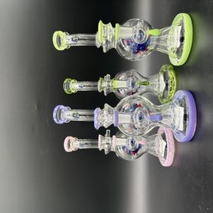 Water Pipe 9.5" Sik Glass Bent Neck Straight Tube Banger Hanger with Virus Perk