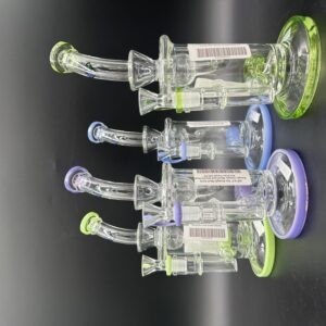 Water Pipe 9.5" Sik Glass Recycler Straight Tube Bent Neck Banger HangerReversed Showerhead Perk
