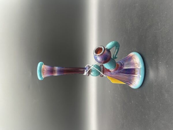 Water Pipe 7.5" 5mm Thick Beaker Joachim Glass with Double Diffi Holes Maroon & Turquoise