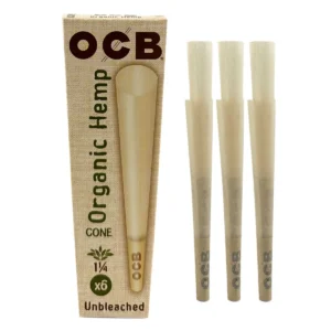 OCB Organic Hemp 1 1/4 Cones Unbleached 6PK