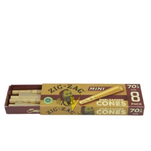 Zig-Zag Unbleached Cones Mini 70's Size Cones 8 Pack