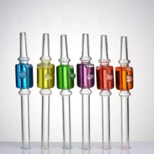 Glass nectar collect straw with liquid glycerin inside oil cooling