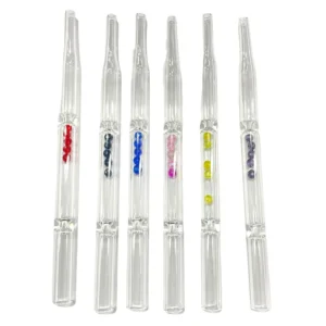 7" Nectar Collector Glass Straw Tube w/ Diamond Beads - Assorted Colors