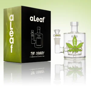 WaterPipe 8" 5mm Thick Aleaf The Chubby Bubbler with Palm Tre Perc (Green)