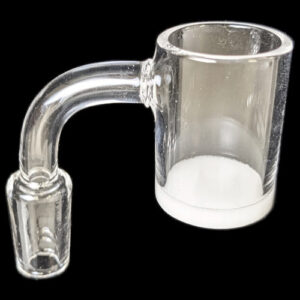 Quartz Banger Flat Top White Bottom 18mm  Male 90 Degree