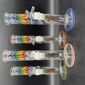 WaterPipe with Wig Wag Straight 10" 5mm With Colored Base & MouthPiece
