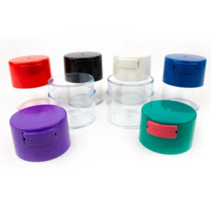 Acrylic Air Tight Jar 120mL 4oz. - Colored Lid Clear Bottom