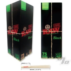 RAW Black Organic 1 1/4 Cones (75/BOX)